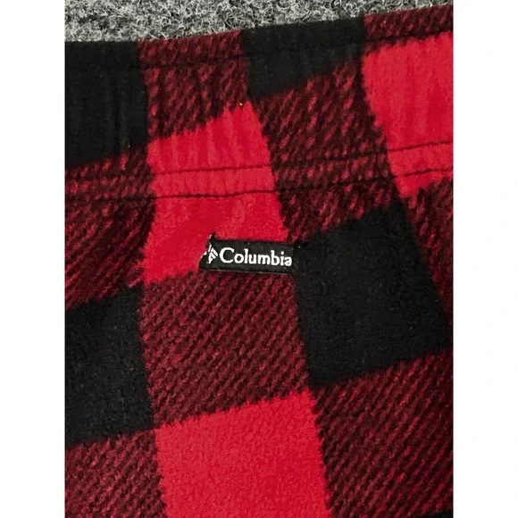 Columbia Fleece Pants PJ Bottoms Red Black Pockets Elastic Waist MEDIUM - Picture 3 of 8